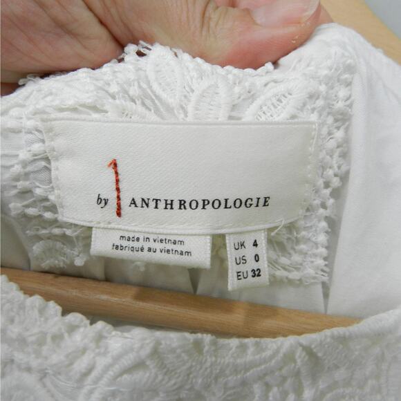 Anthropologie Charleston Lace Mini Dress Sz 0 White Rehearsal Wedding Engagement - Picture 3 of 11